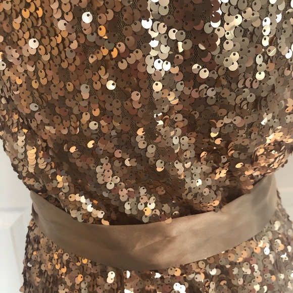 Cache Sequined Gold Dress 8 - Picture 4 of 5